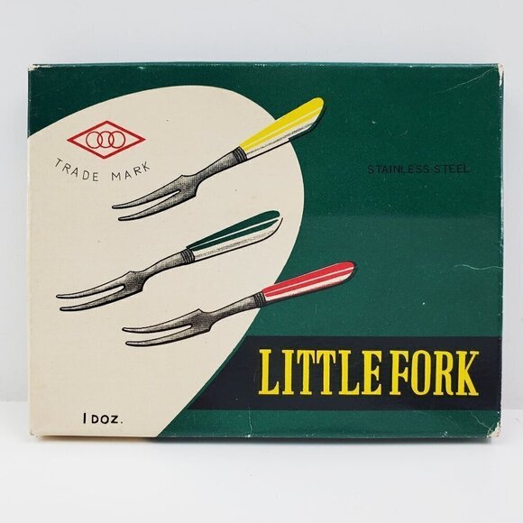 German Cocktail Little Forks Vintage Rostfrei Stainless Steel No. 866 Set 12 MCM - Picture 8 of 12